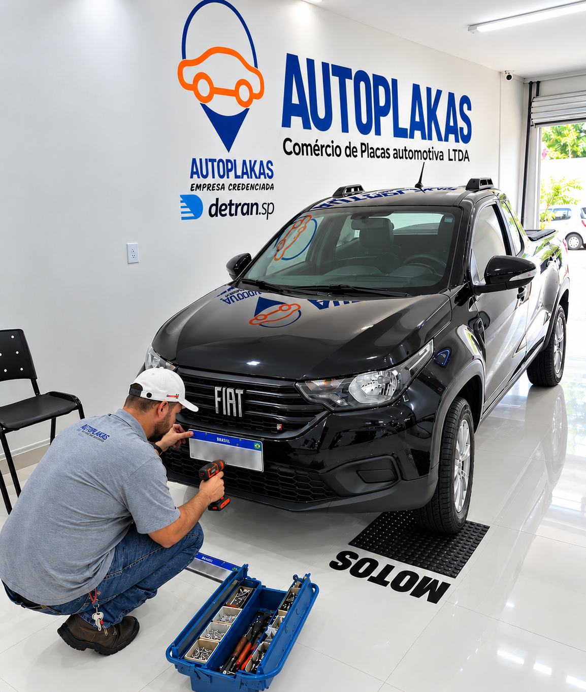 Instalação de placa em um veículo na Autoplakas